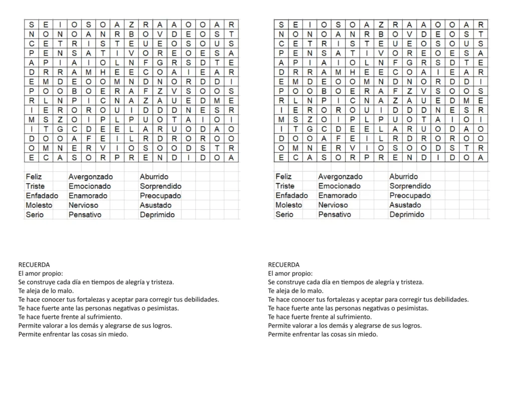 1 Taller Autoestima Sopa De Letras Docx