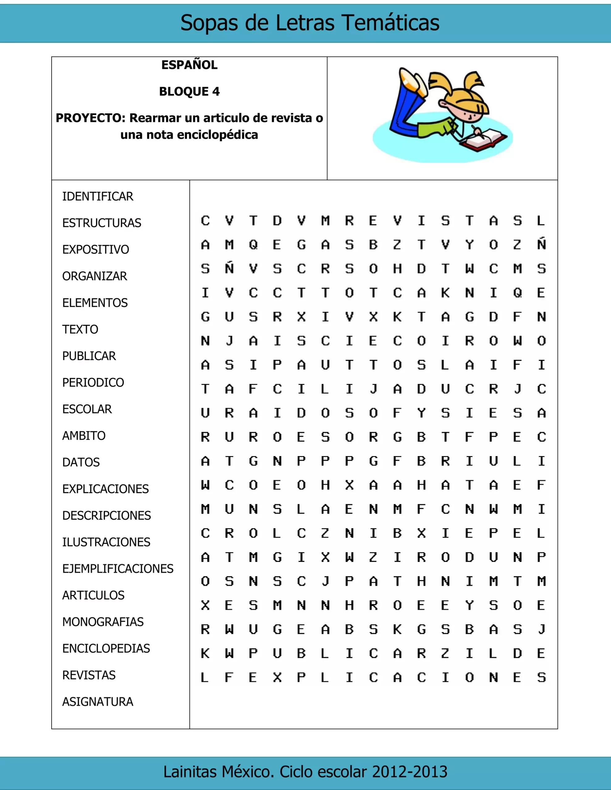 4to Grado Bloque 4 Sopa De Letras 1