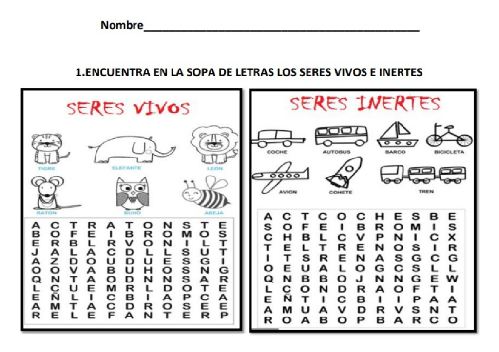 Actividad Seres Vivos E Inertes Actividad Seres Vivos E Inertes