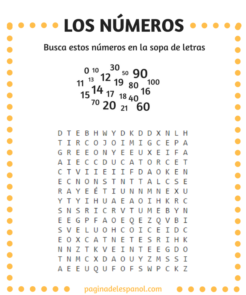 Busca Estos Numeros En La Sopa De Letras Busca Estos Numeros En La Sopa De Letras