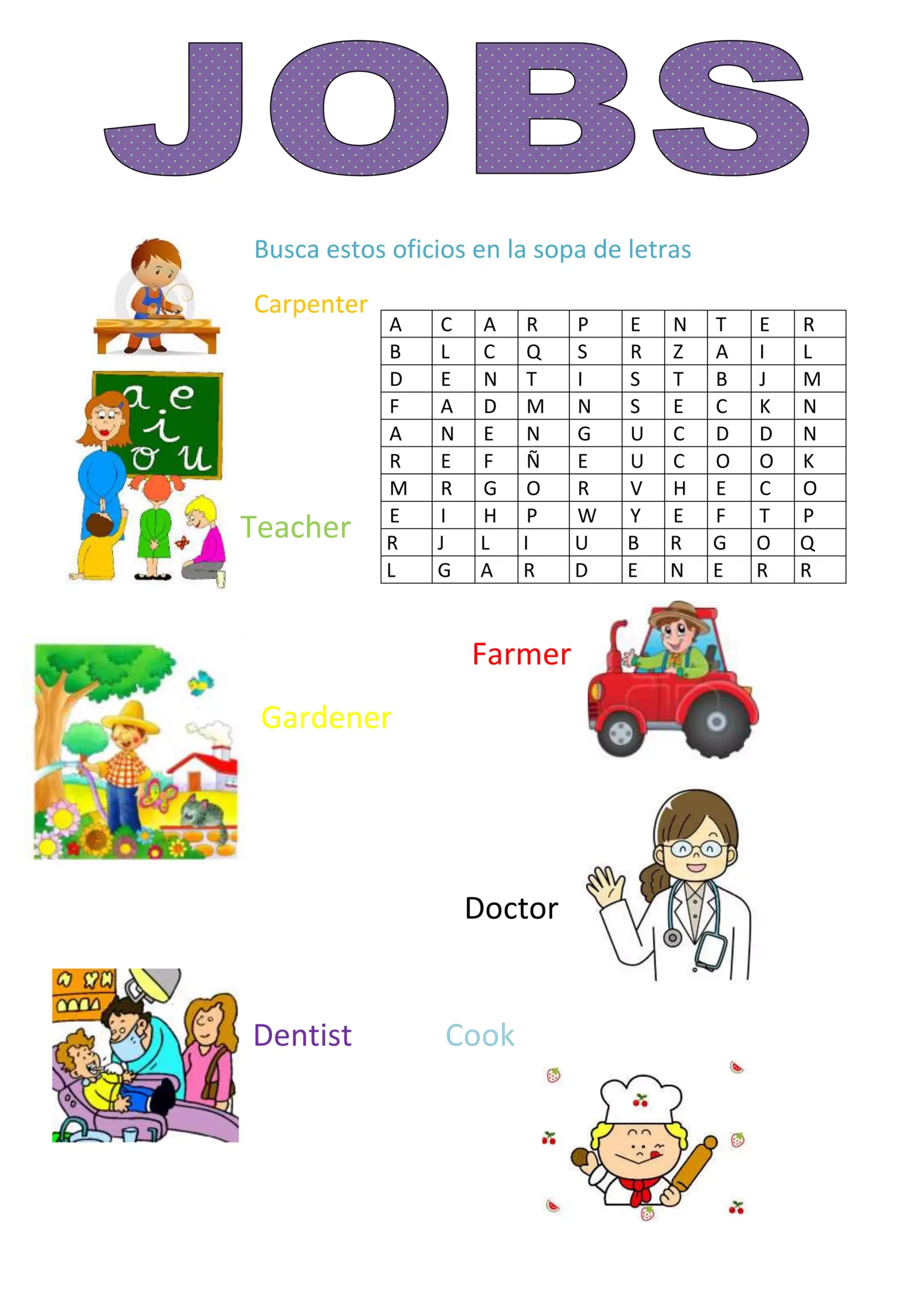 Busca Estos Oficios En La Sopa De Letras 33440790