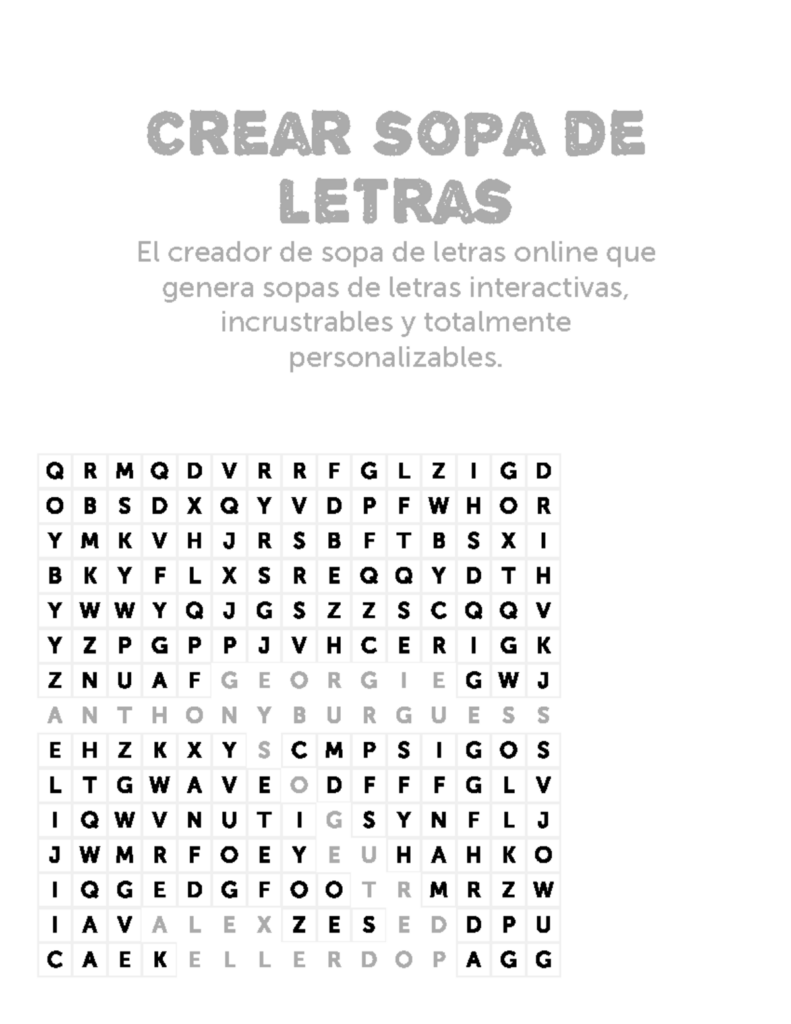 Crear Sopa De Letras Online Gratuito E Interactivo Puzzel