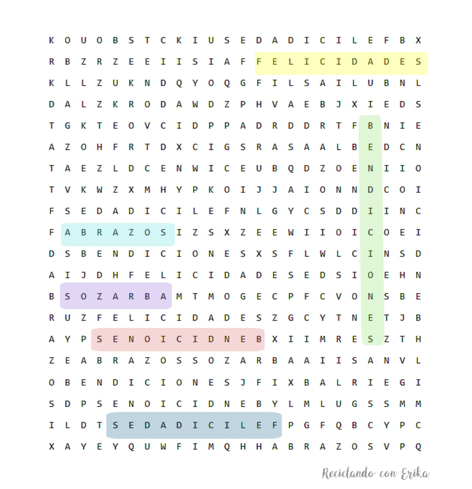 Papel De Regalo Con Sopa De Letras