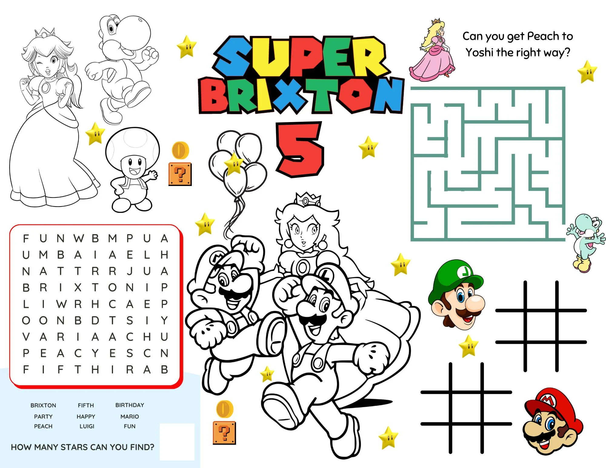 Personalized Mario Birthday Activity