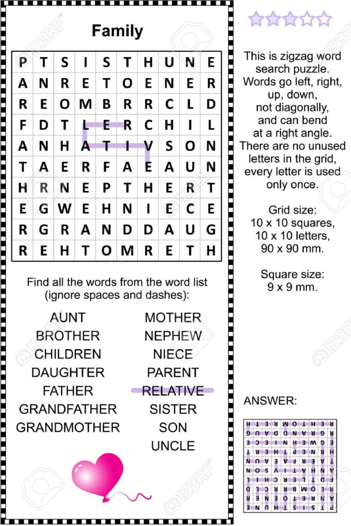 Photo 37969913 Familia Y Parientes Tem ticas Zigzag Sopa De Letras Apto Tanto Para Ni os Y Adultos Respuesta