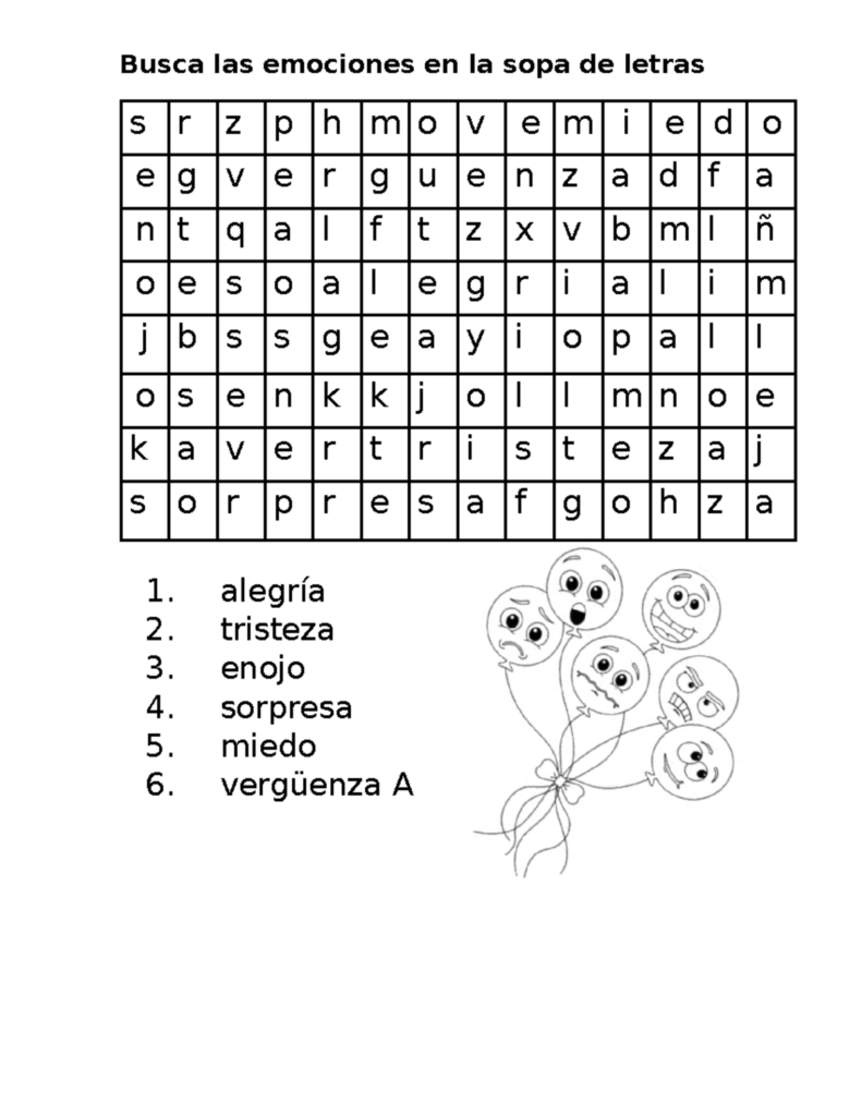 Sopa De Letra De Las Emociones Sopa De Letra De Las Emociones