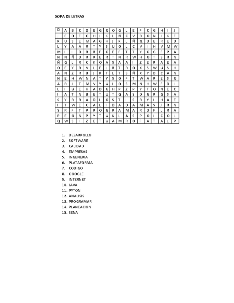 Sopa De Letras Sopa De Letras