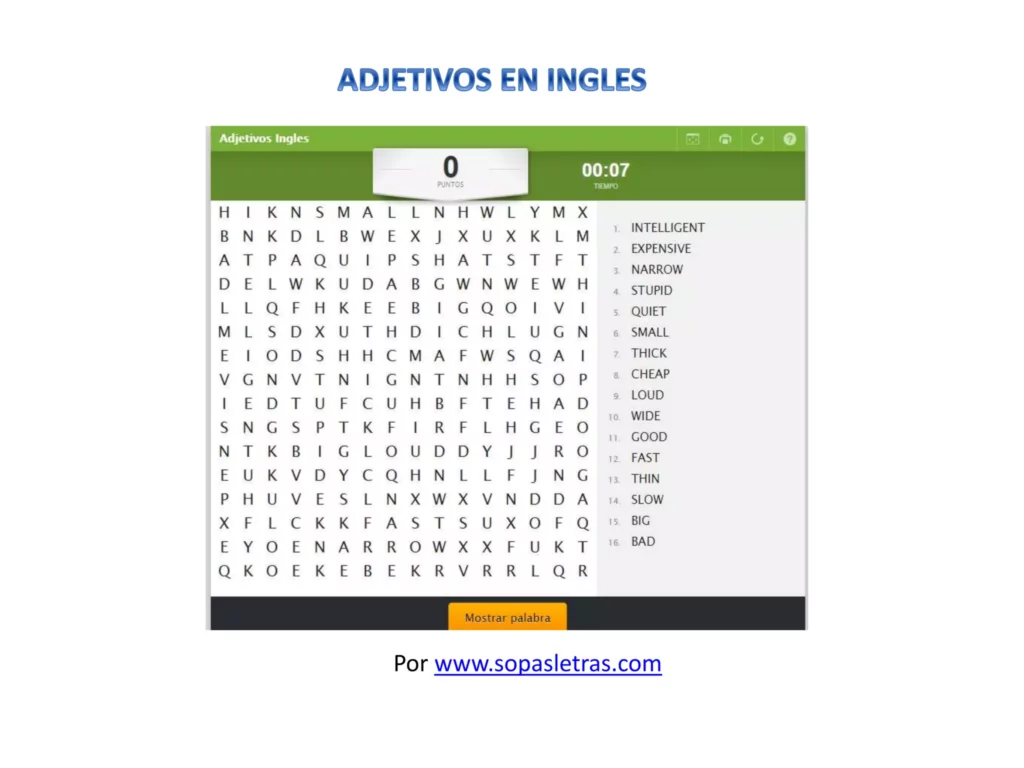 Sopa De Letras Adjetivos En Ingls Sopa De Letras Adjetivos En Ingls