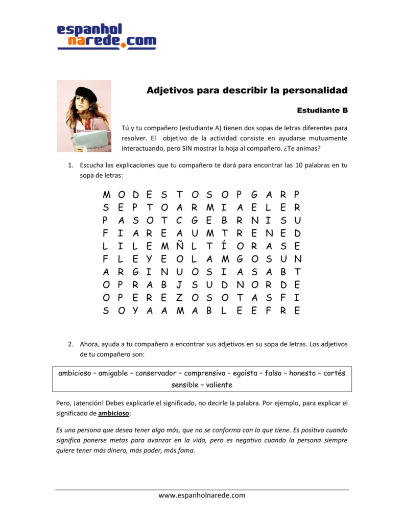 Sopa De Letras Adjetivos Y Personalidades Sopa De Letras Adjetivos Y Personalidades