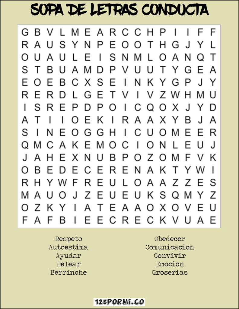 Sopa De Letras Conducta Sopa De Letras Conducta