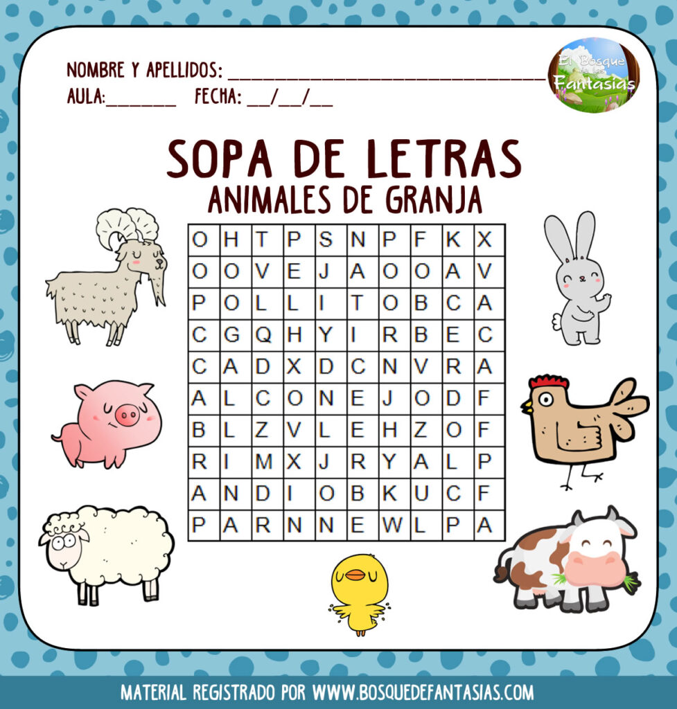 Sopa De Letras De Animales Sopa De Letras De Animales