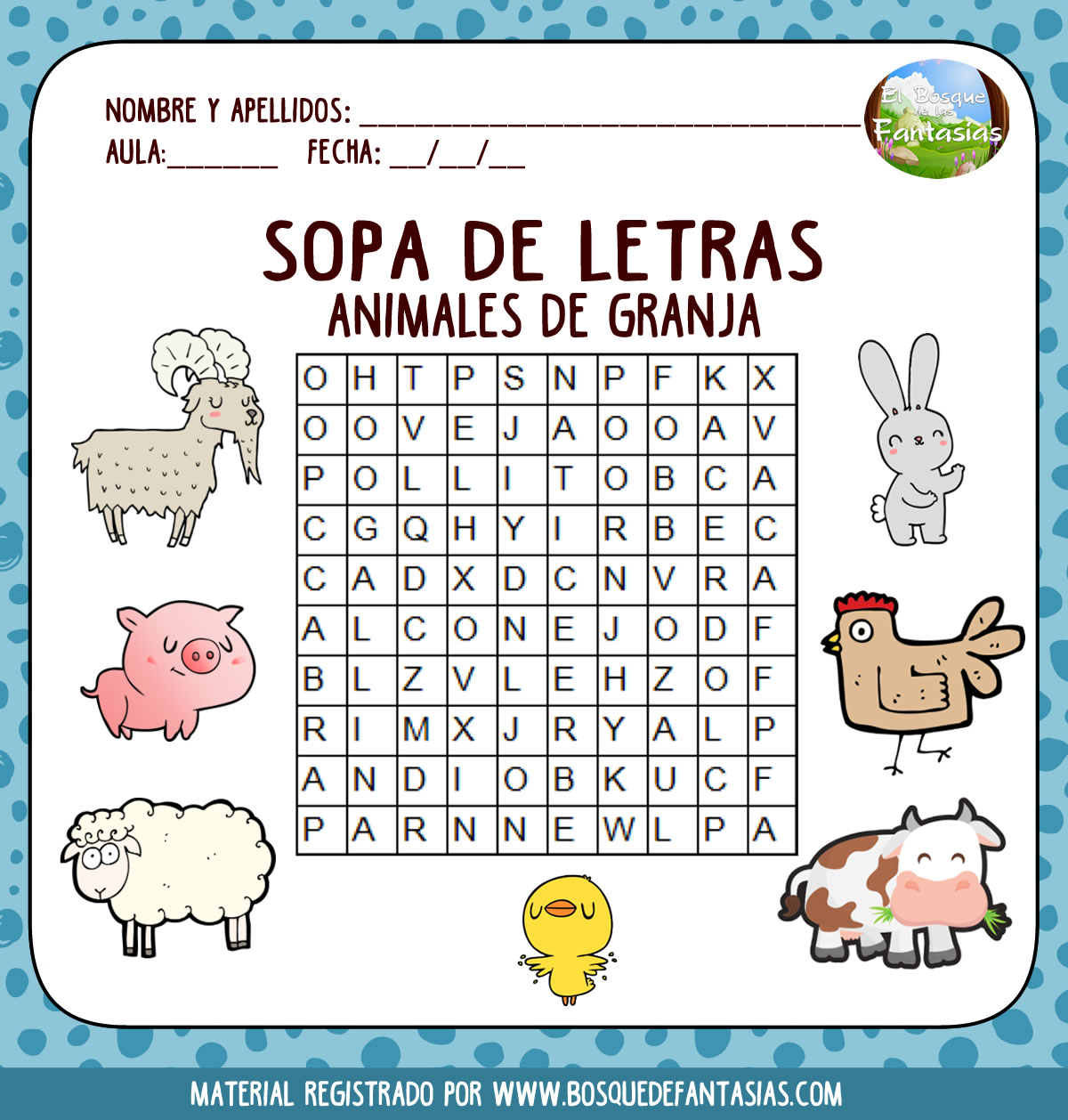 Sopa De Letras De Animales
