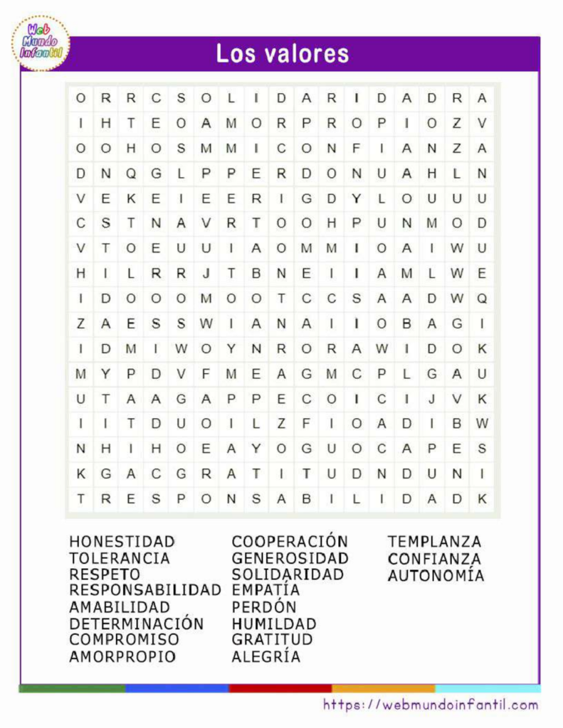 Sopa De Letras De Valores Resuelta Web Mundo Infantil Sopa De Letras De Valores Resuelta Web Mundo Infantil