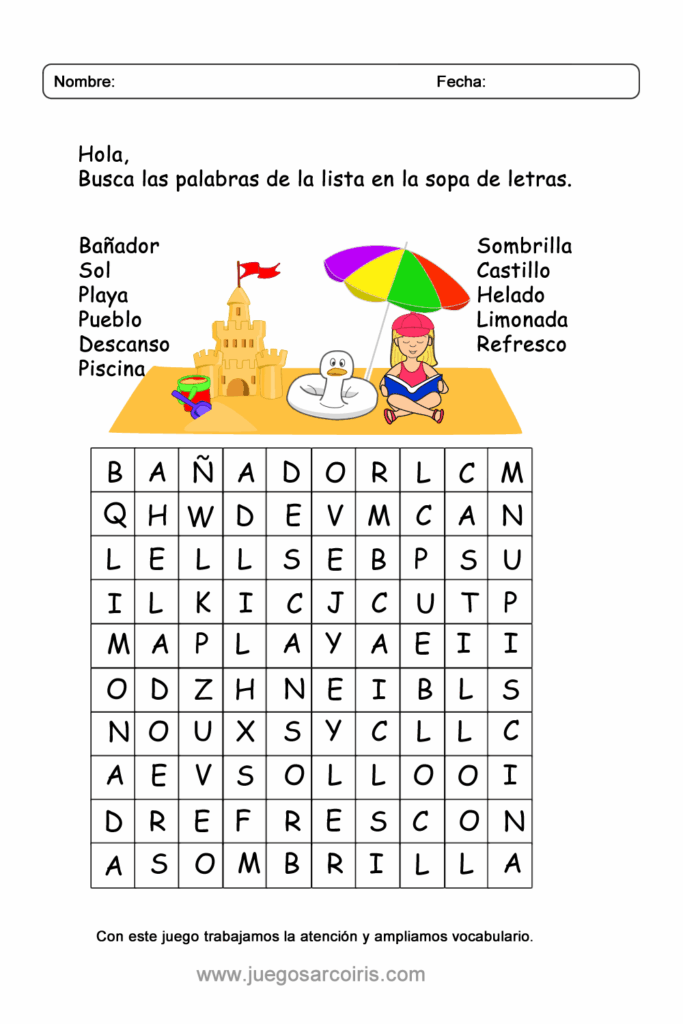 Sopa De Letras De Verano