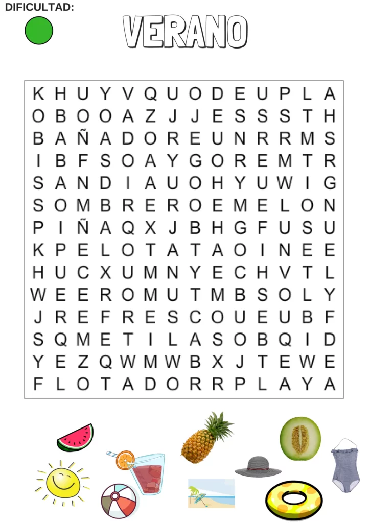 Sopa De Letras De Verano