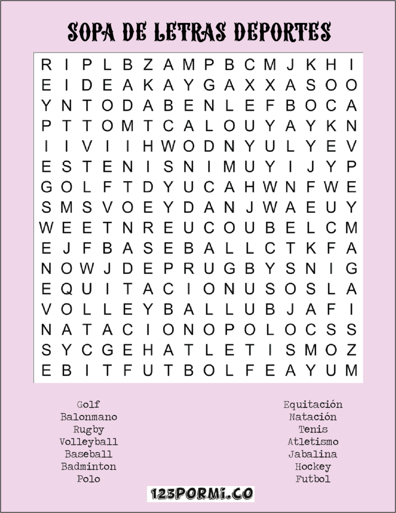 Sopa De Letras Deportes 2 Sopa De Letras Deportes 2