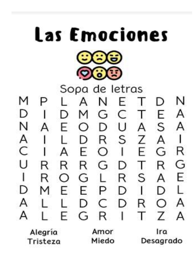 Sopa De Letras Emociones