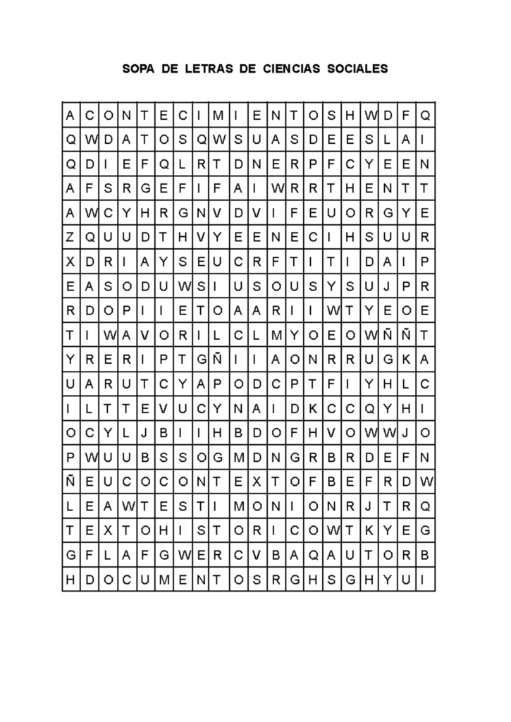 Sopa De Letras En Ciencias Sociales Actividades Y Terminos Sopa De Letras En Ciencias Sociales Actividades Y Terminos