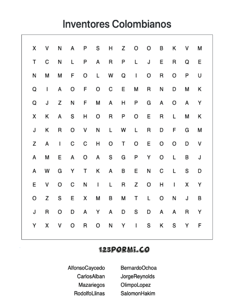 Sopa De Letras Inventores Colombianos Sopa De Letras Inventores Colombianos