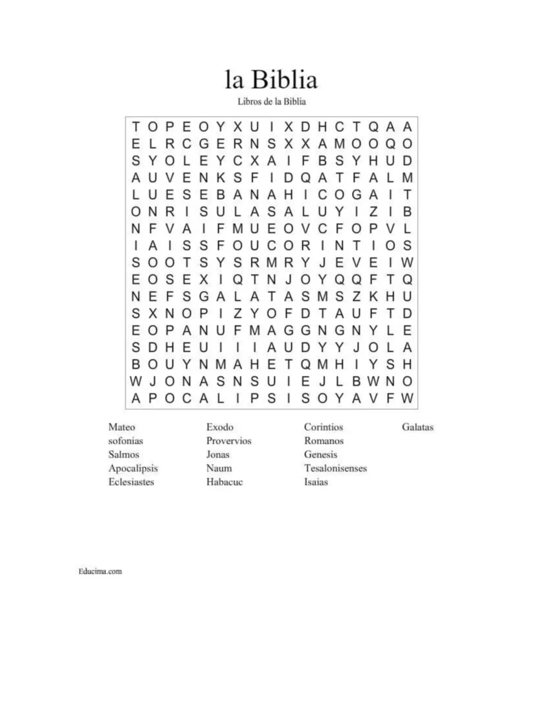 Sopa De Letras La Biblia Sopa De Letras La Biblia