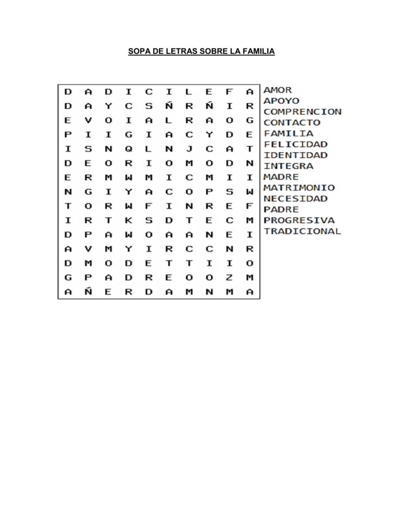 Sopa De Letras La Familia 55184082