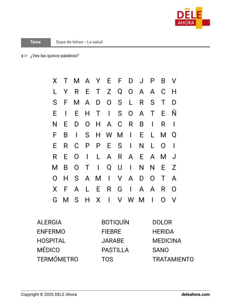 Sopa De Letras La Salud Sopa De Letras La Salud