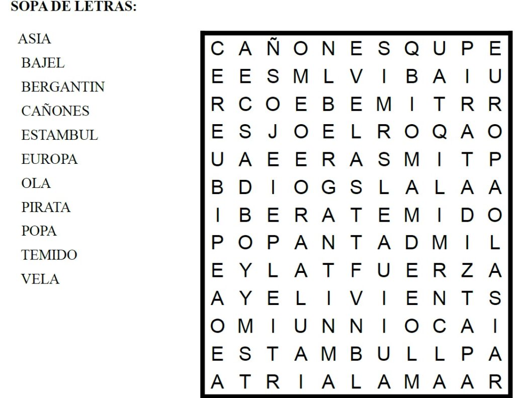 Sopa De Letras Literaria De La Cancion Del Pirata Incluye Mensaje Oculto