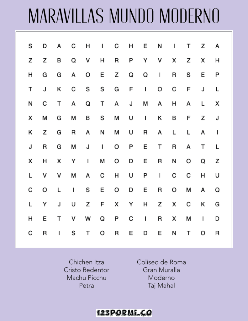 Sopa De Letras Maravillas Del Mundo Moderno Sopa De Letras Maravillas Del Mundo Moderno