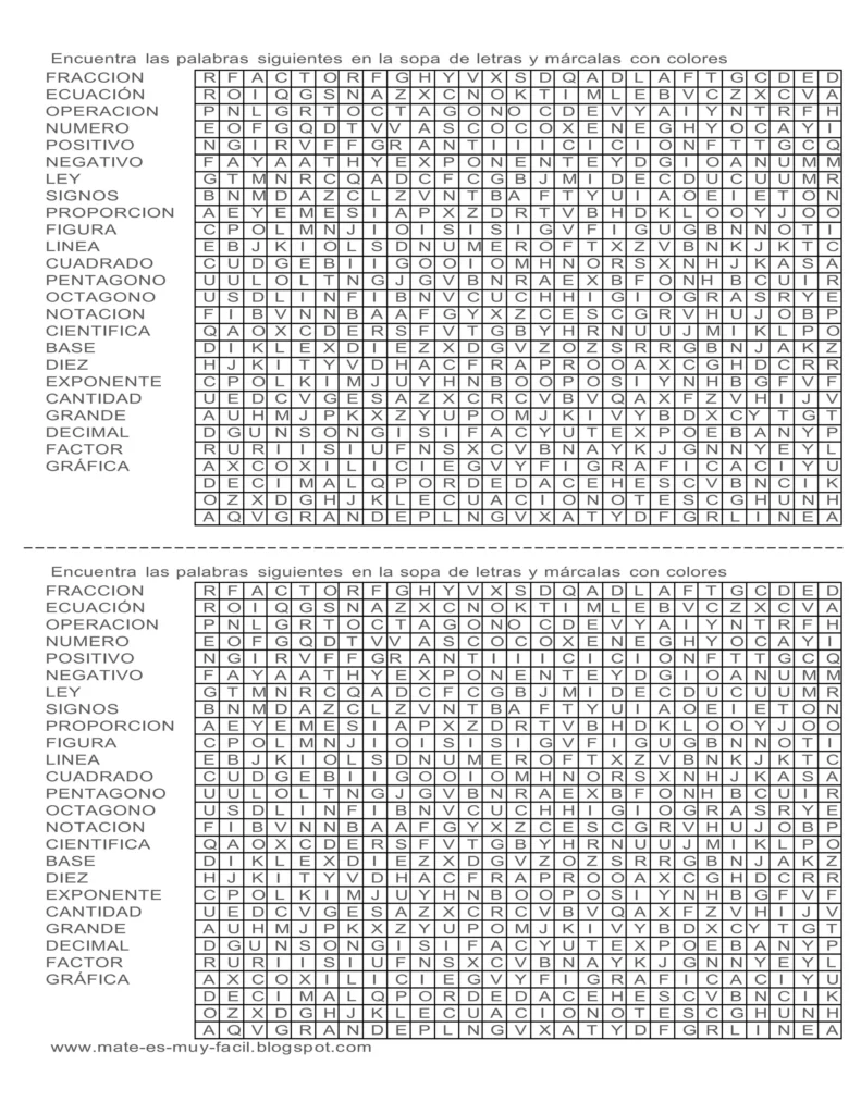 Sopa De Letras Mate 2 X Hoja Sopa De Letras Mate 2 X Hoja