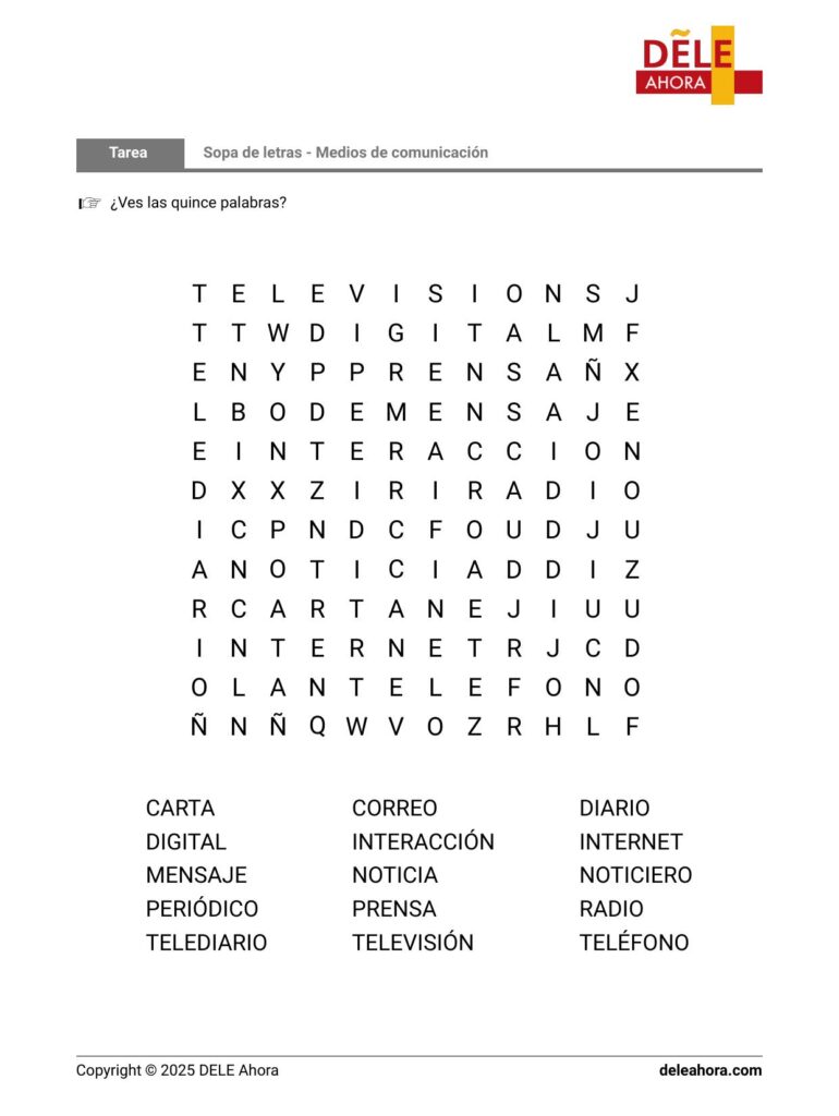 Sopa De Letras Medios De Comunicacion Sopa De Letras Medios De Comunicacion