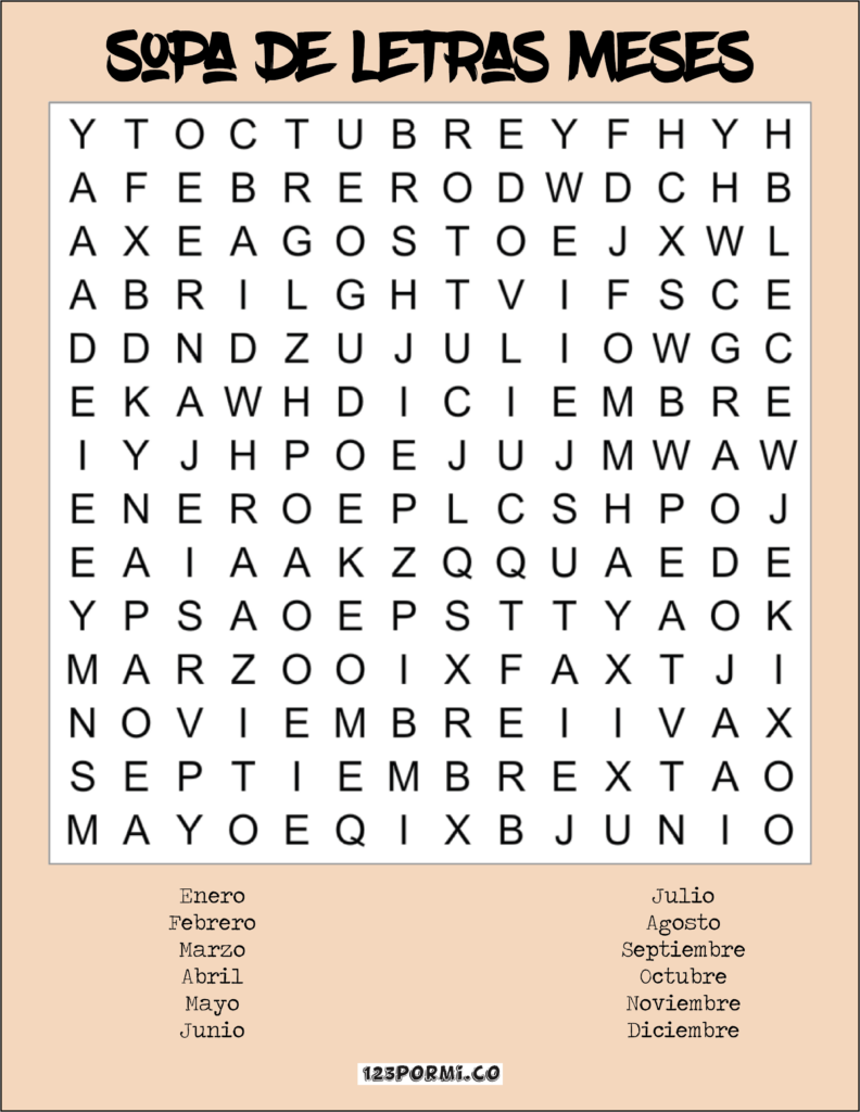 Sopa De Letras Meses Sopa De Letras Meses