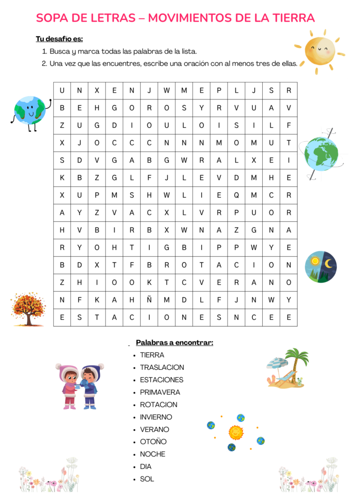 Sopa De Letras Movimientos De La Tierra Para Imprimir Sopa De Letras Movimientos De La Tierra Para Imprimir
