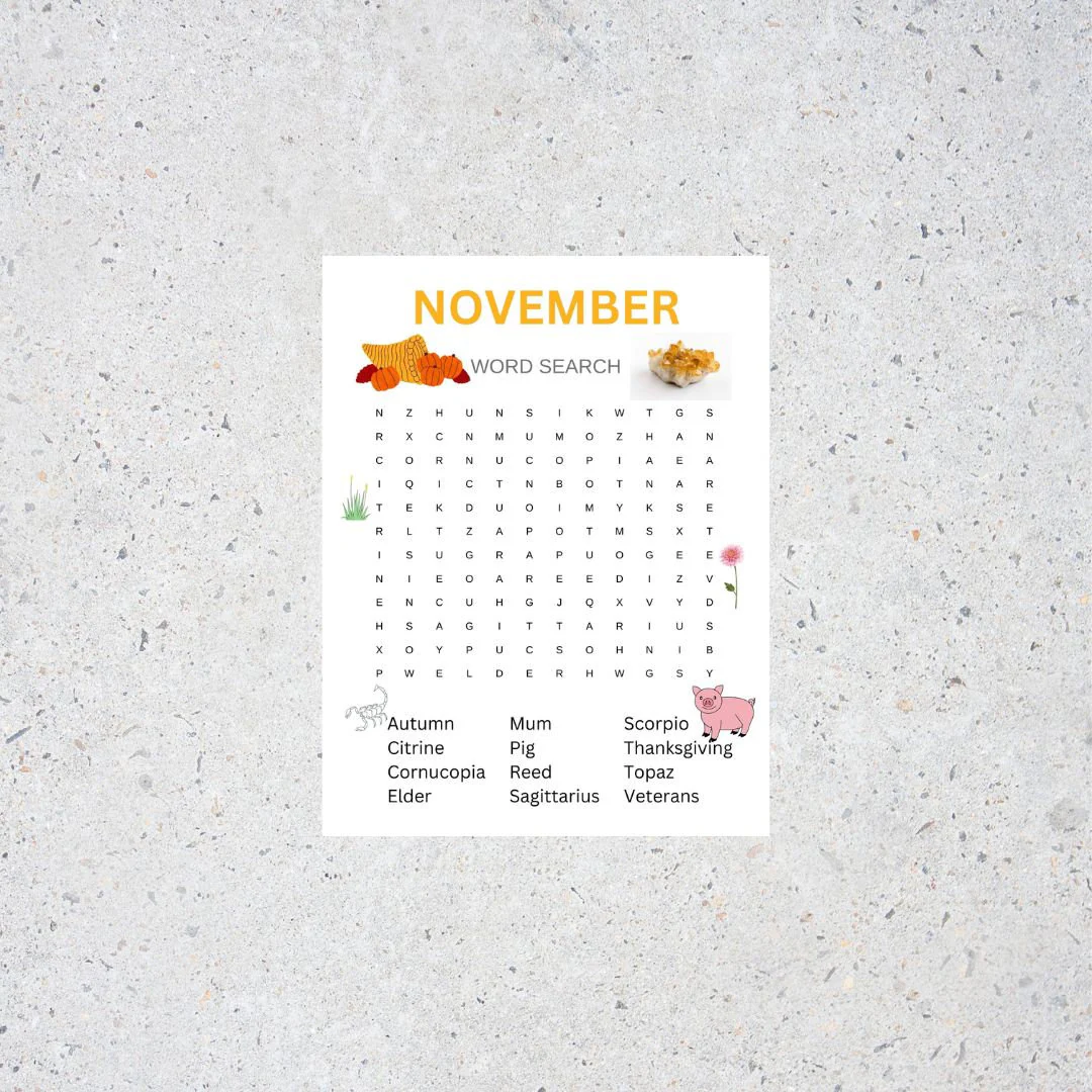 Sopa De Letras Noviembre Imprimible