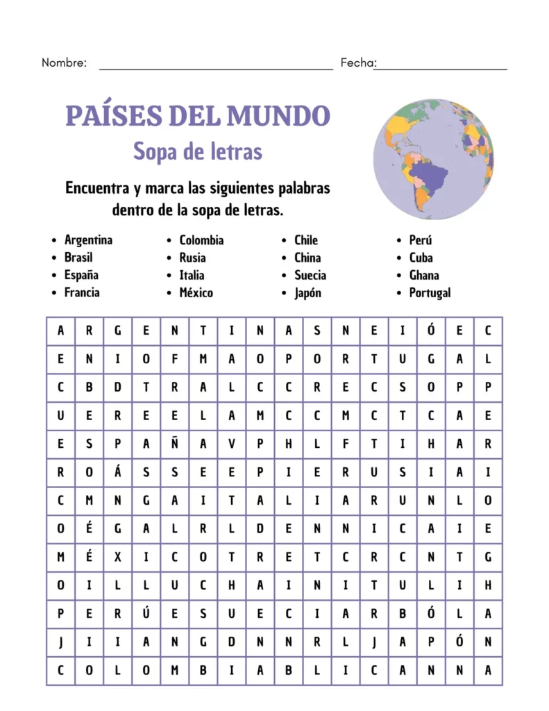 Sopa De Letras Para Imprimir Sopa De Letras Para Imprimir