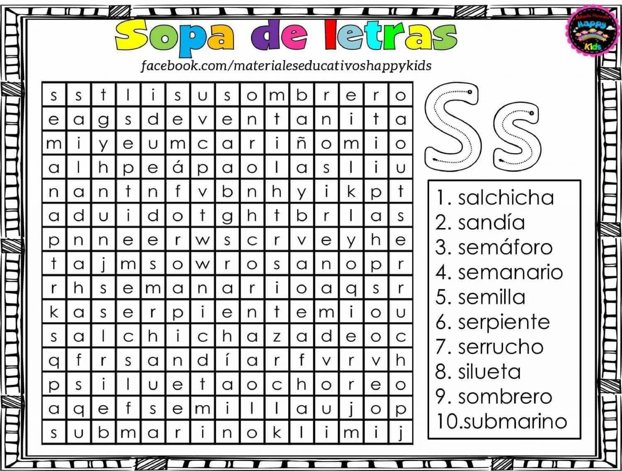 Sopa De Letras Para Trabajar Las Letras Del Abecedario