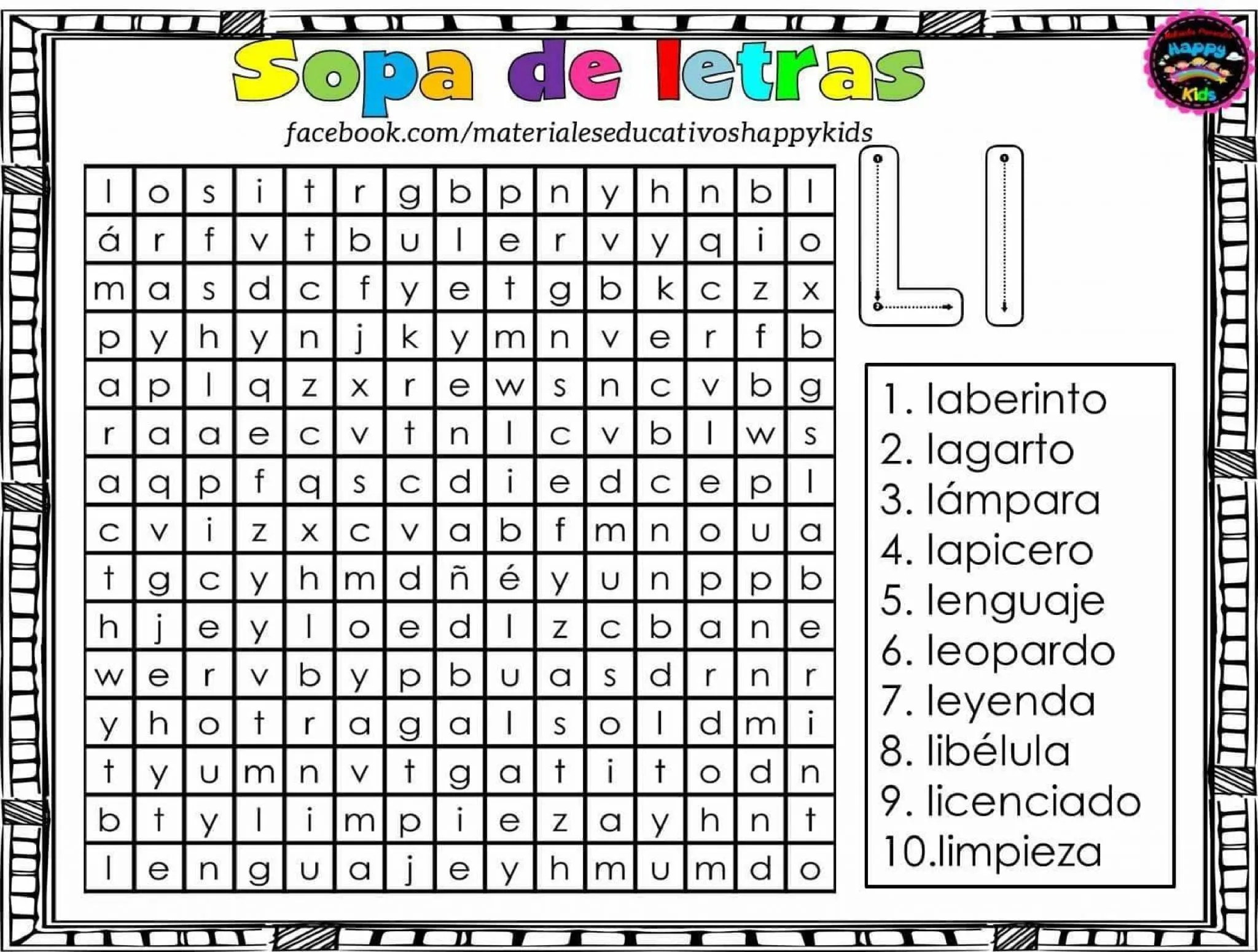 Sopa De Letras Para Trabajar Las Letras Del Abecedario