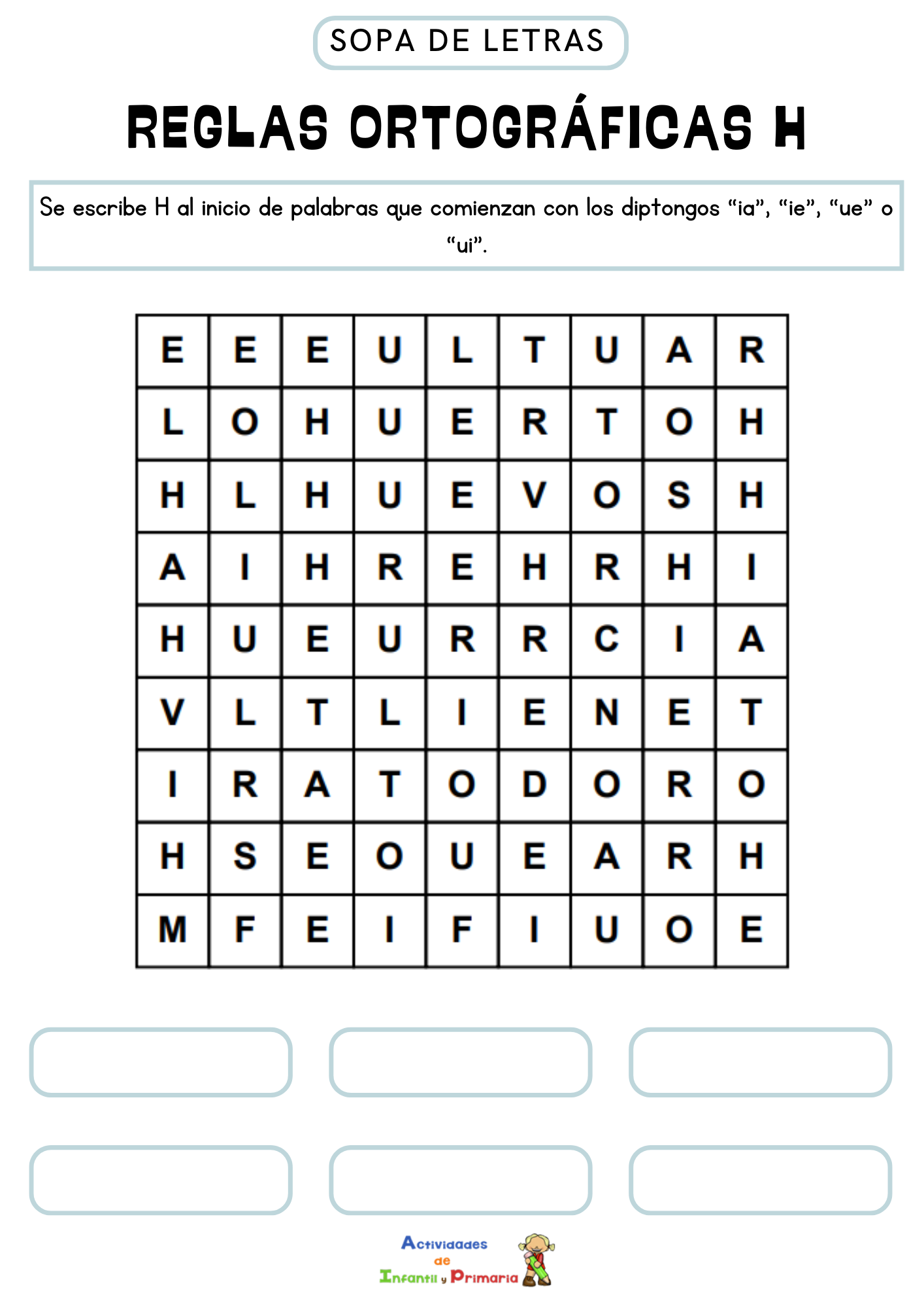 Sopa De Letras Reglas Ortograficas Letra H