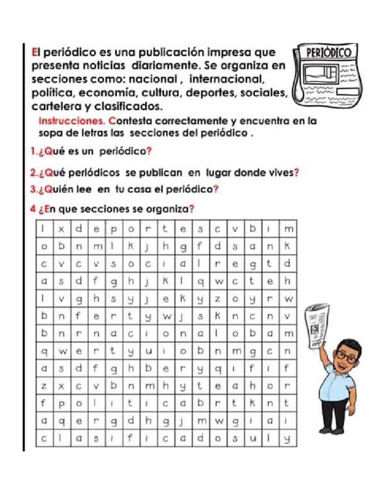Sopa De Letras Secciones Del Periodico Periodico Sopa De Letras Secciones Del Periodico Periodico