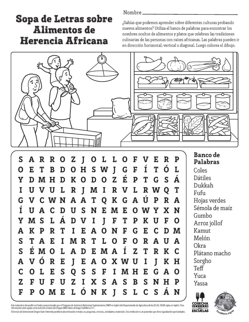 Sopa De Letras Sobre Alimentos De Herencia Africana Sopa De Letras Sobre Alimentos De Herencia Africana