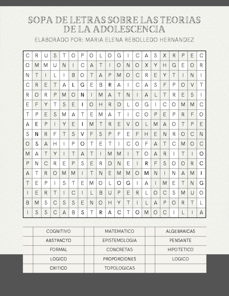 Sopa De Letras Teorias De La Adolescencia C R Sopa De Letras Teorias De La Adolescencia C R