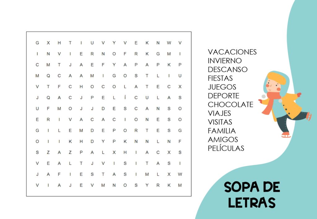 Sopa De Letras Vacaciones De Invierno Sopa De Letras Vacaciones De Invierno