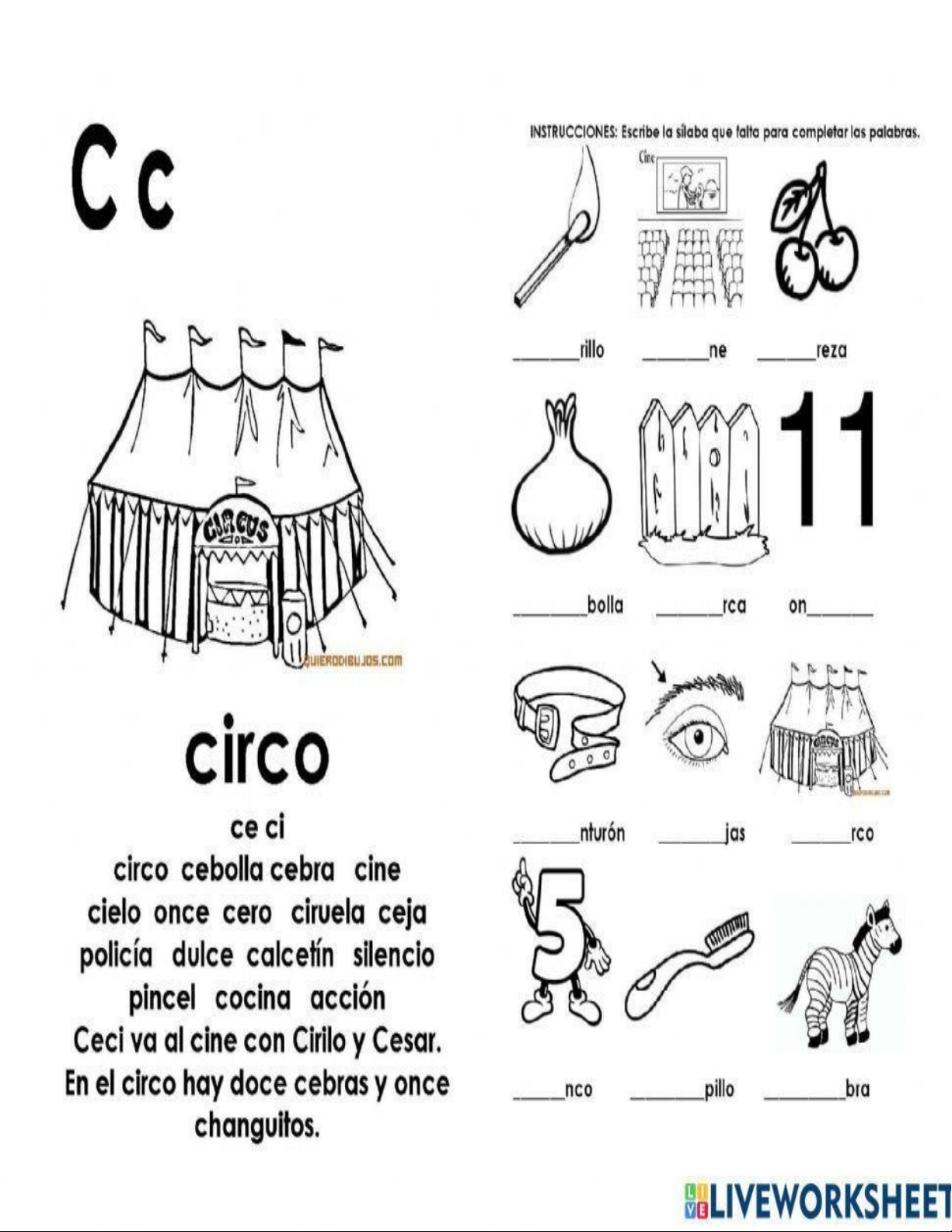 Sopa De Letras Y Actividades De Lectoescritura Letra C
