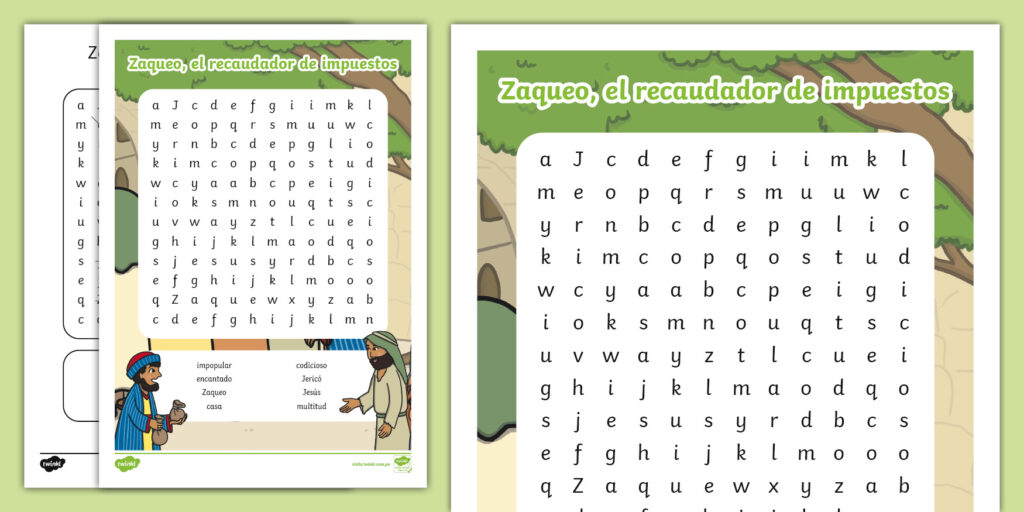 Sopa De Letras Zaqueo El Recaudador De Impuestos Sa Cs 1729784958