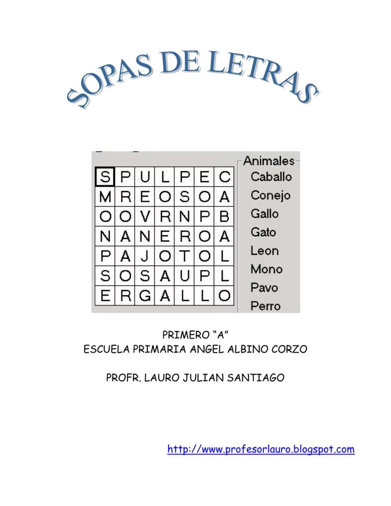 Sopas De Letras Para Primer Grado Sopas De Letras Para Primer Grado