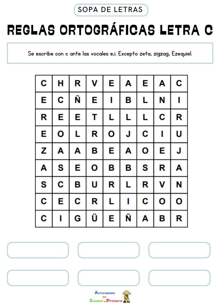 Sopas De Letras Reglas Ortograficas Letra C Sopas De Letras Reglas Ortograficas Letra C
