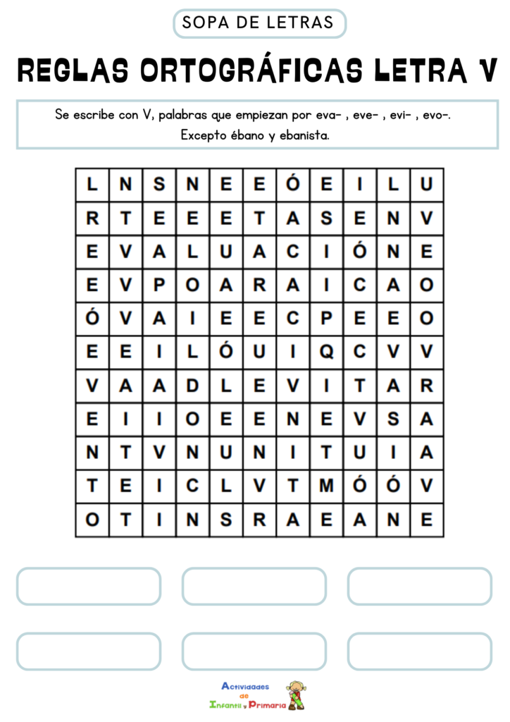 Sopas De Letras Reglas Ortograficas Letra V Sopas De Letras Reglas Ortograficas Letra V
